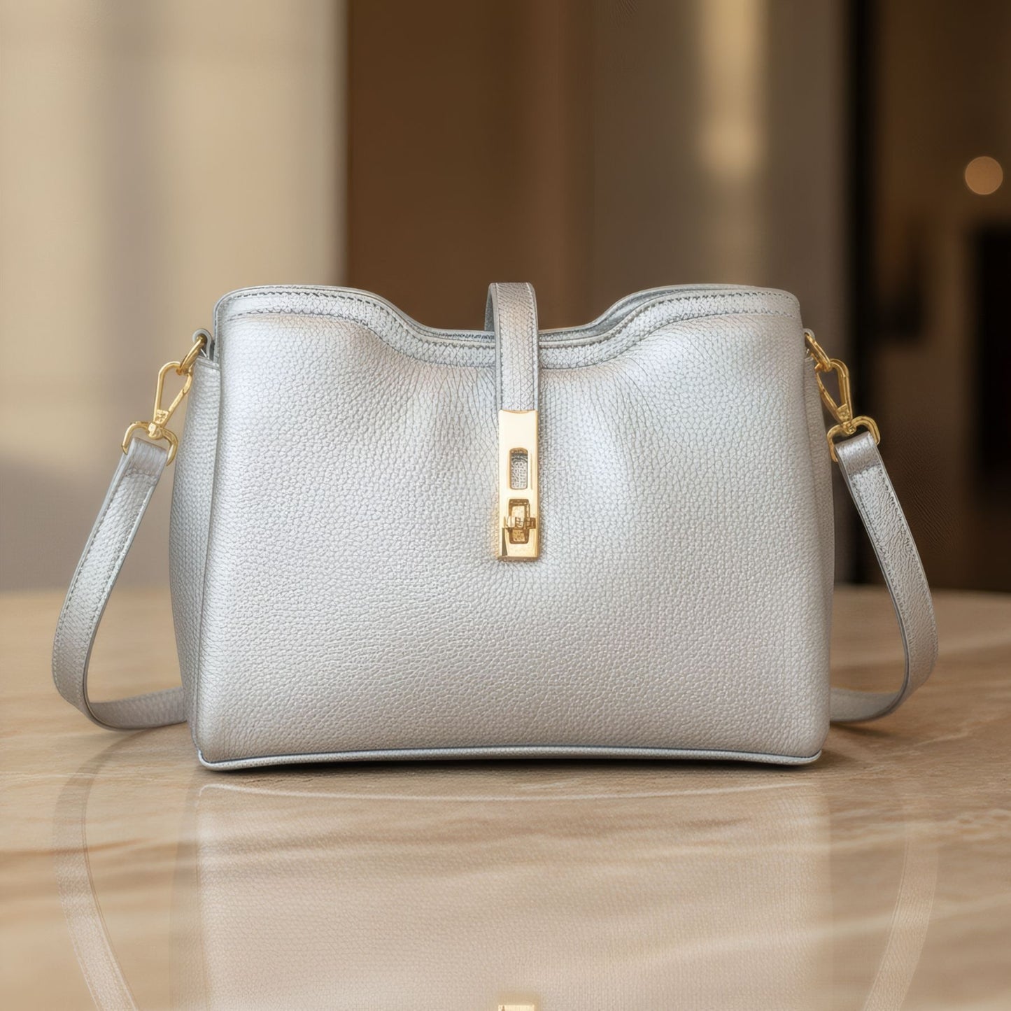 LUMINA – Metallic Leather Shoulder & Crossbody Bag
